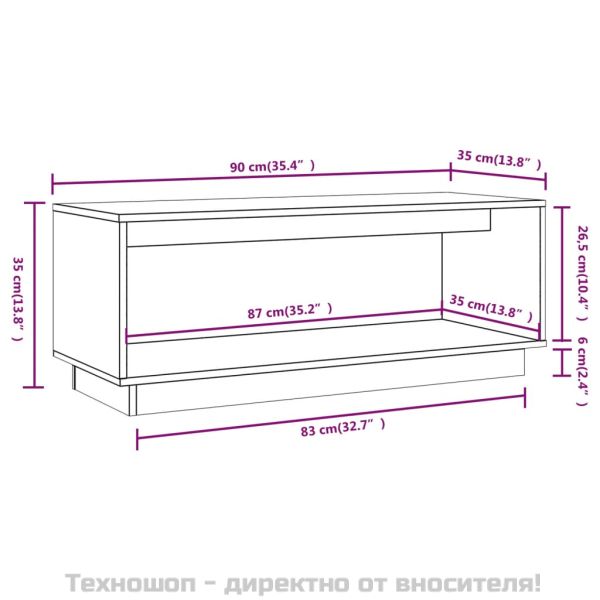 ТВ шкаф, сив, 90x35x35 см, бор масив