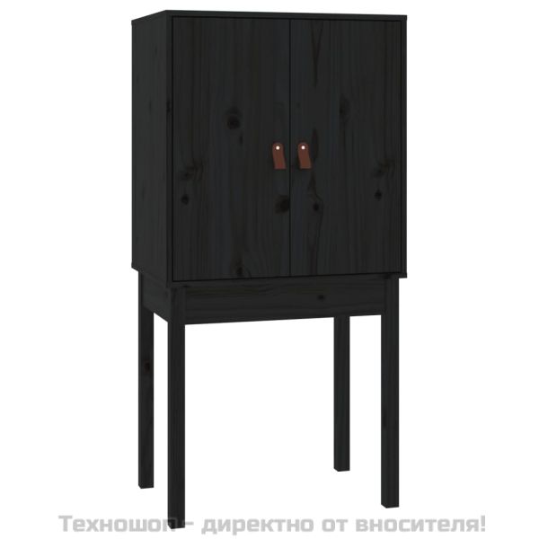 Висок шкаф, черен, 60x40x120 см, борово дърво масив