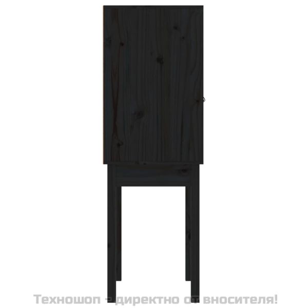 Висок шкаф, черен, 60x40x120 см, борово дърво масив
