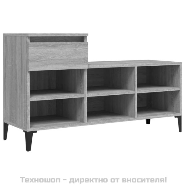 Шкаф за обувки, сив сонома, 102x36x60 см, инженерно дърво