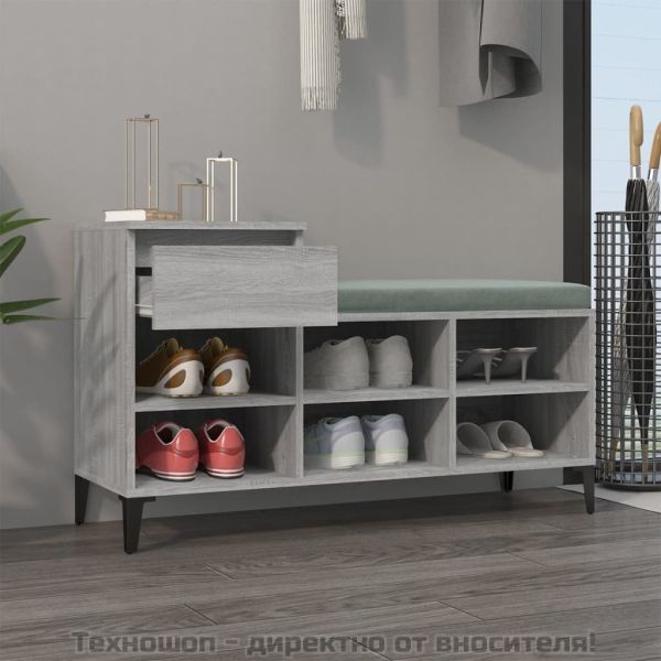 Шкаф за обувки, сив сонома, 102x36x60 см, инженерно дърво