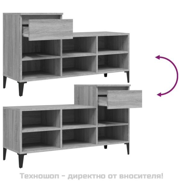 Шкаф за обувки, сив сонома, 102x36x60 см, инженерно дърво