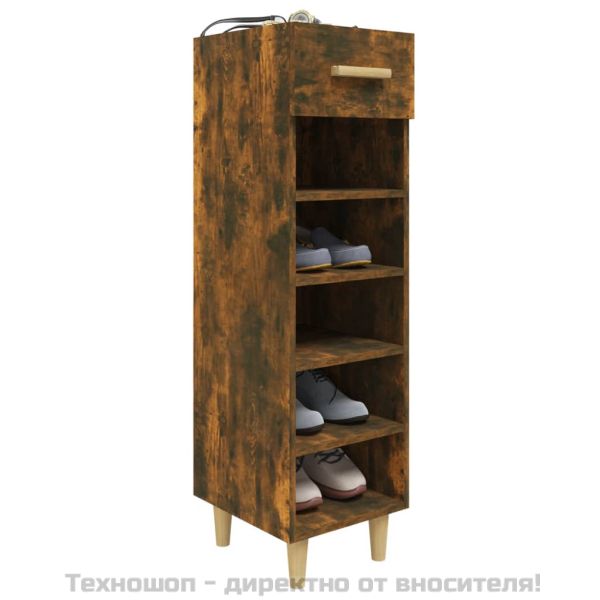 Шкаф за обувки, опушен дъб, 30x35x105 см, инженерно дърво