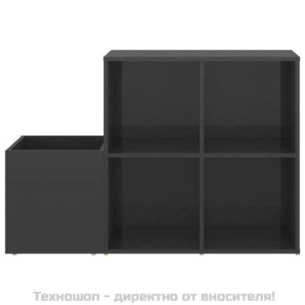 Шкаф за обувки, сив гланц, 105x35,5x70 см, инженерно дърво