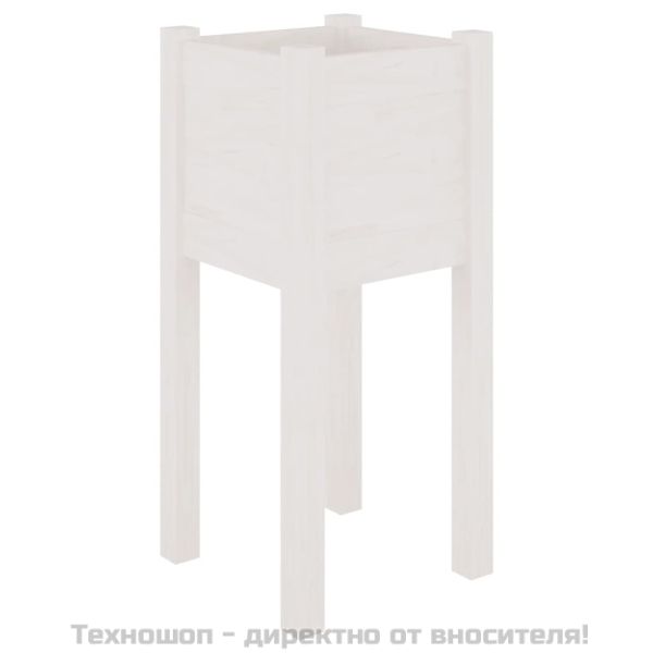 Градински сандъци, 2 бр, бели, 31x31x70 см, борово дърво масив