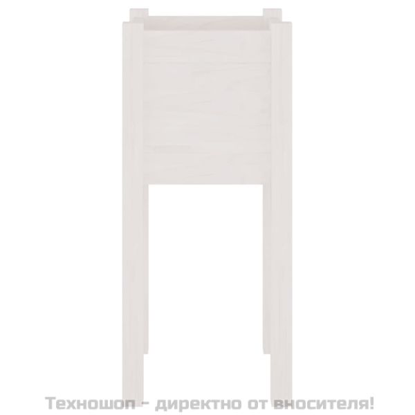 Градински сандъци, 2 бр, бели, 31x31x70 см, борово дърво масив