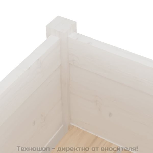 Градински сандъци, 2 бр, бели, 31x31x70 см, борово дърво масив