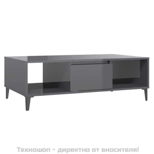 Маса за кафе, сив гланц, 103,5x60x35 см, инженерно дърво