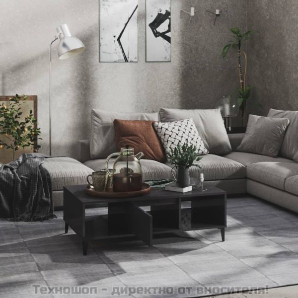 Маса за кафе, сив гланц, 103,5x60x35 см, инженерно дърво