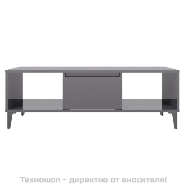Маса за кафе, сив гланц, 103,5x60x35 см, инженерно дърво