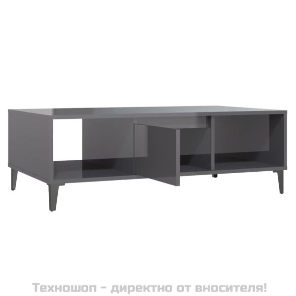 Маса за кафе, сив гланц, 103,5x60x35 см, инженерно дърво