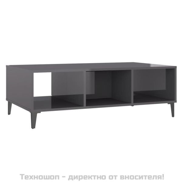 Маса за кафе, сив гланц, 103,5x60x35 см, инженерно дърво