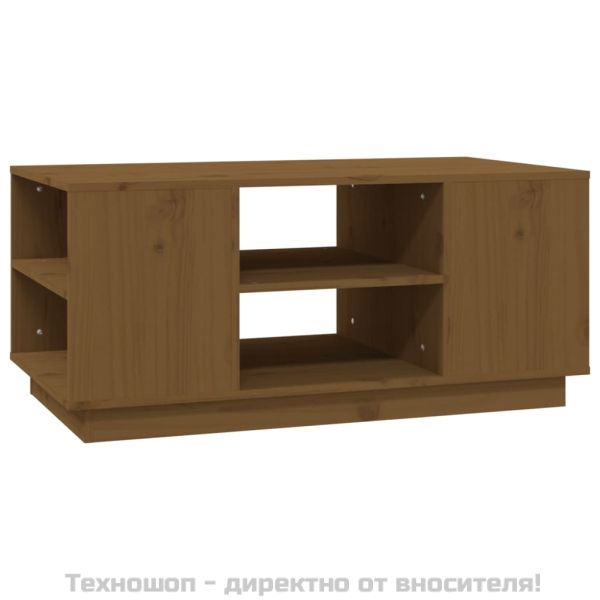 Кафе маса, меденокафява, 90x49x40,5 см, борово дърво масив