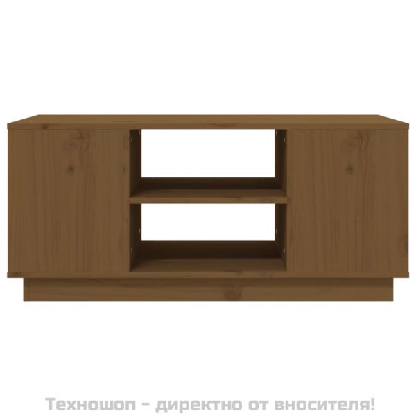Кафе маса, меденокафява, 90x49x40,5 см, борово дърво масив