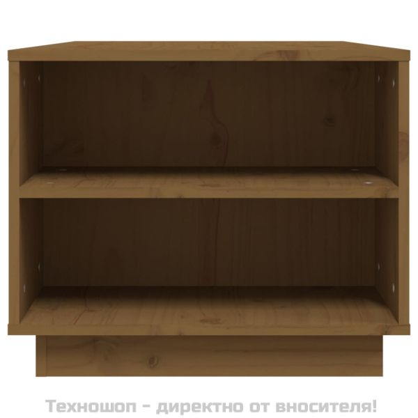 Кафе маса, меденокафява, 90x49x40,5 см, борово дърво масив