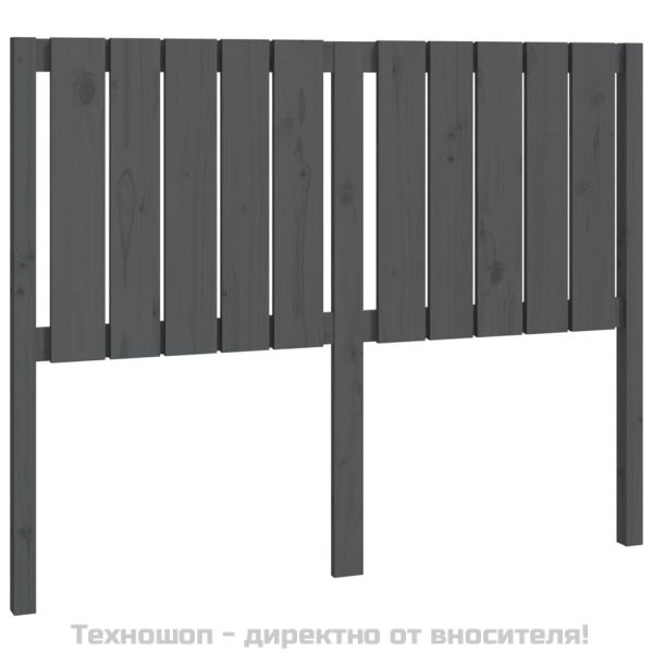 Горна табла за легло, сива, 125,5x4x100 см, бор масив