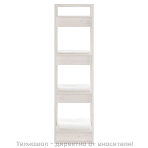 Библиотека/разделител за стая, бяла, 41x35x125 см, бор масив