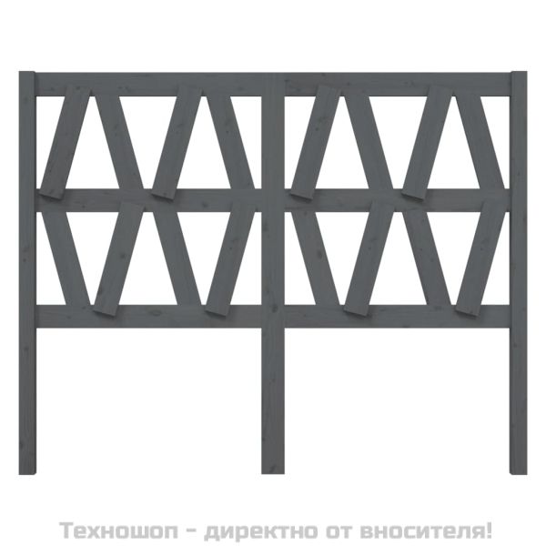 Горна табла за легло, сива, 146x4x100 см, бор масив
