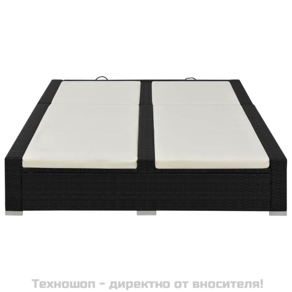 Двоен шезлонг, черен полиратан