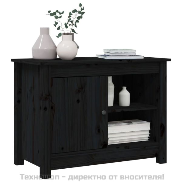 ТВ шкаф, черен, 70x36,5x52 см, бор масив