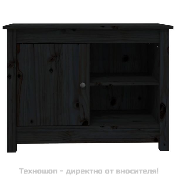 ТВ шкаф, черен, 70x36,5x52 см, бор масив