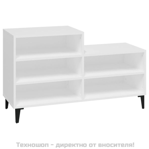 Шкаф за обувки, бял, 102x36x60 см, инженерно дърво