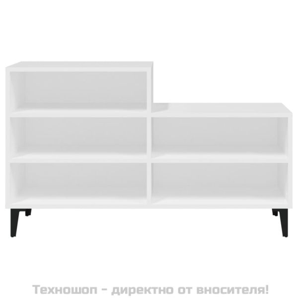 Шкаф за обувки, бял, 102x36x60 см, инженерно дърво