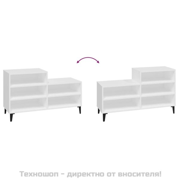 Шкаф за обувки, бял, 102x36x60 см, инженерно дърво