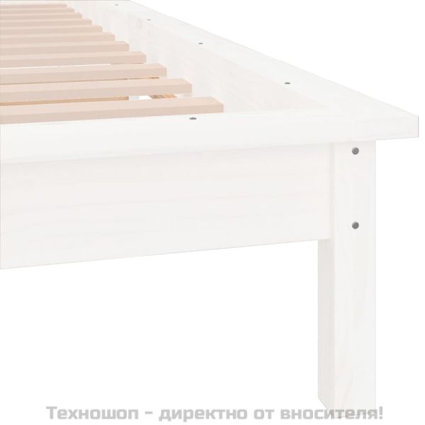 Рамка за легло с LED осветление бяла 100x200 см масивно дърво