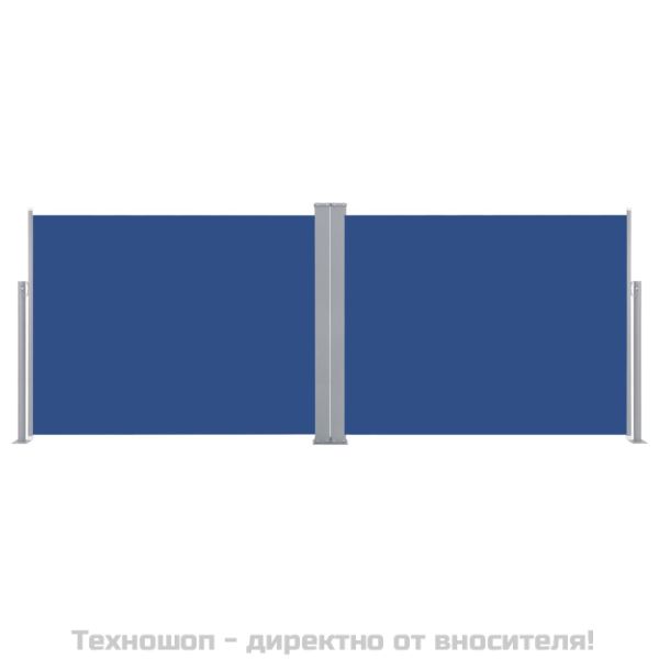 Прибираща се странична тента, синя, 140x1000 см