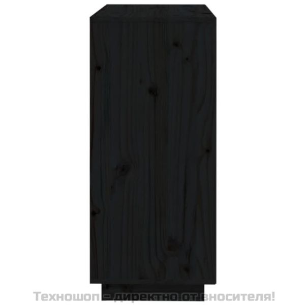 Сайдборд, черен, 74x35x80 см, бор масив