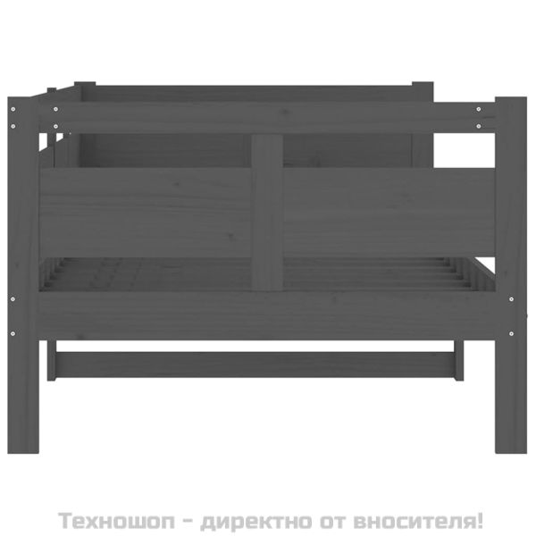 Дневно легло без матрак, сив, борово дърво масив, 90x200 см