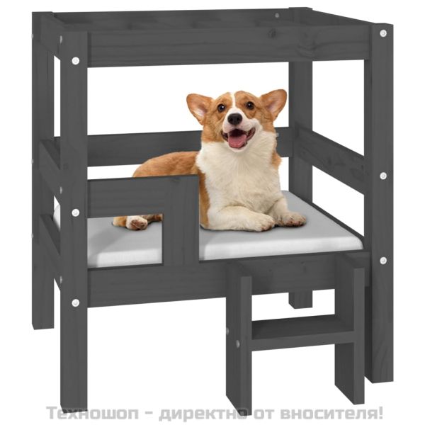 Кучешко легло, Сиво, 55,5x53,5x60 см, борова дървесина масив