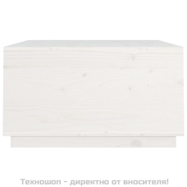 Кафе маса, бяла, 80x80x45 см, борово дърво масив
