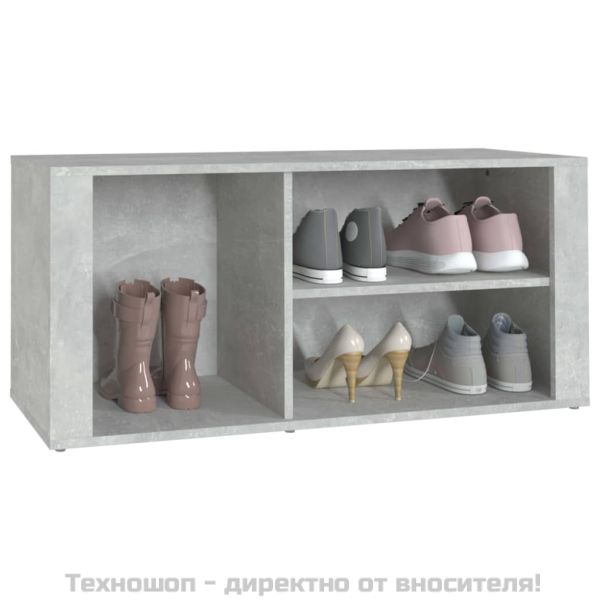 Шкаф за обувки, бетонно сив, 100x35x45 см, инженерно дърво