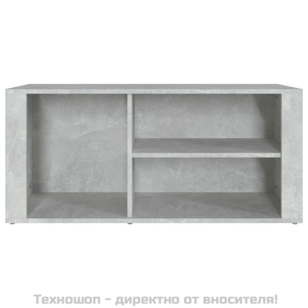 Шкаф за обувки, бетонно сив, 100x35x45 см, инженерно дърво