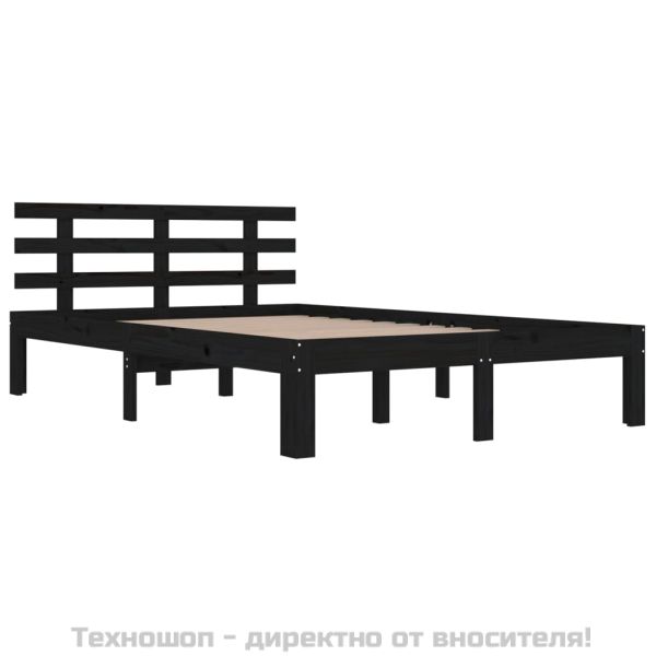 Рамка за легло, черна, дърво масив, 200x200 см