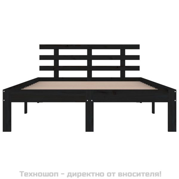 Рамка за легло, черна, дърво масив, 200x200 см