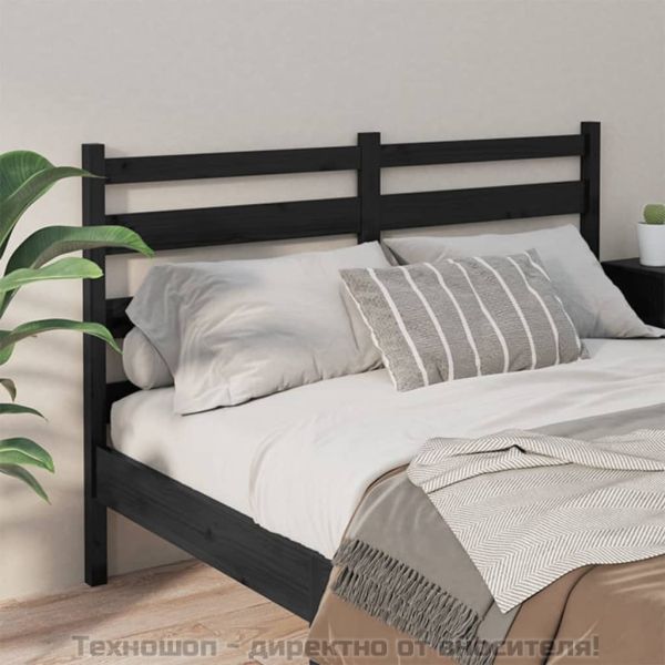 Горна табла за легло, черна, 126x4x100 см, бор масив
