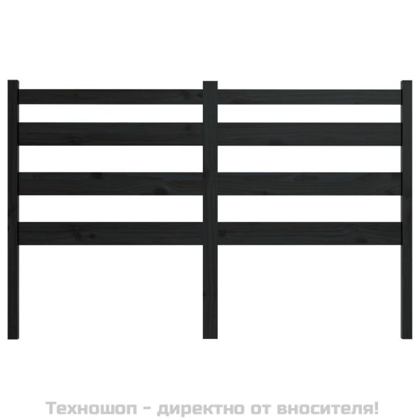 Горна табла за легло, черна, 126x4x100 см, бор масив