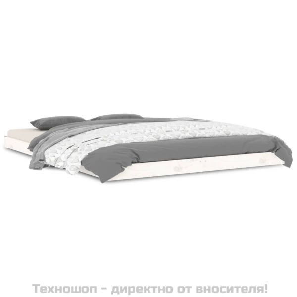 Рамка за легло, бяла, 135x190 см, Double, бор масив