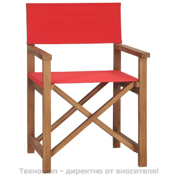 Режисьорски стол, масивно тиково дърво, червен