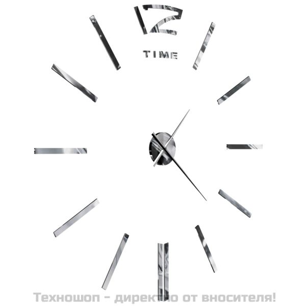 3D стенен часовник, модерен дизайн, 100 см, XXL, сребрист