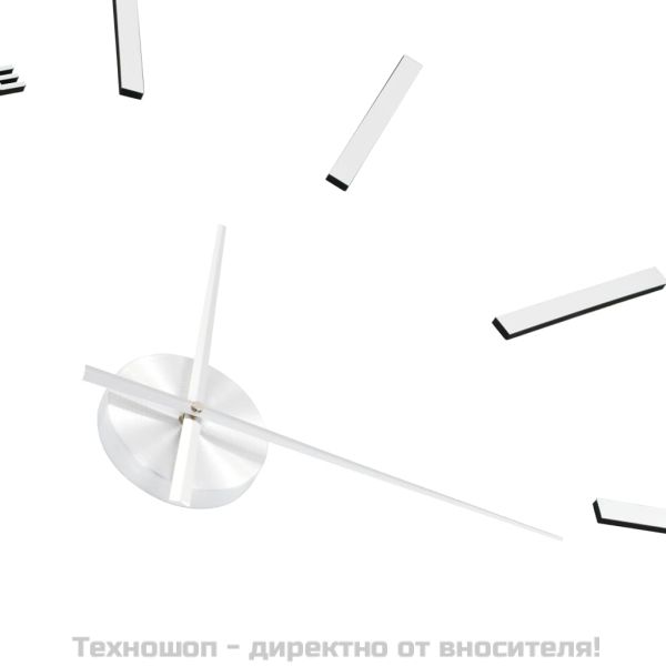 3D стенен часовник, модерен дизайн, 100 см, XXL, сребрист