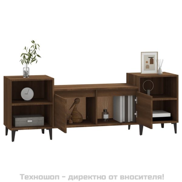 ТВ шкаф, кафяв дъб, 160x35x55 см, инженерно дърво