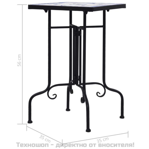 Мозаечна странична маса, синьо-бяла, керамика