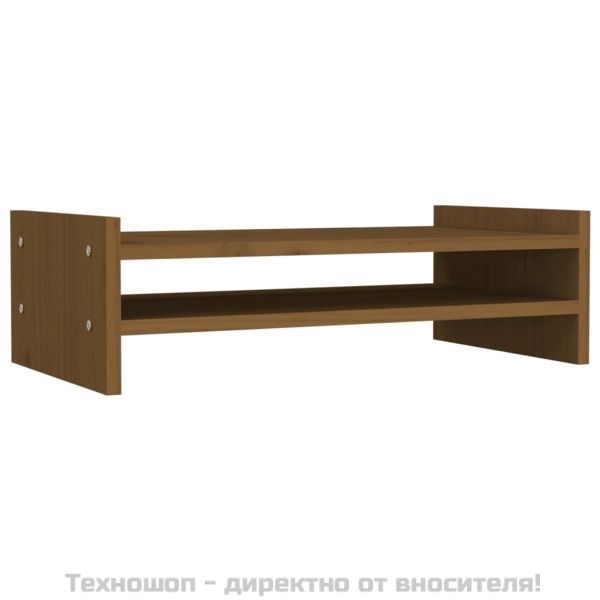Поставка за монитор, меденокафява, 50x27x15 см, бор масив