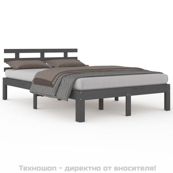 Рамка за легло, сива, дърво масив, 200x200 см