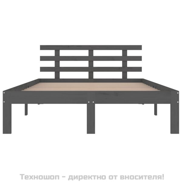 Рамка за легло, сива, дърво масив, 200x200 см