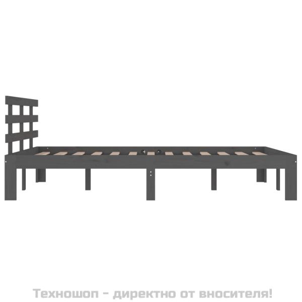 Рамка за легло, сива, дърво масив, 200x200 см